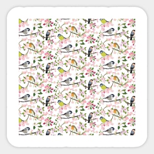 Garden Bird Illustration Pattern Sticker